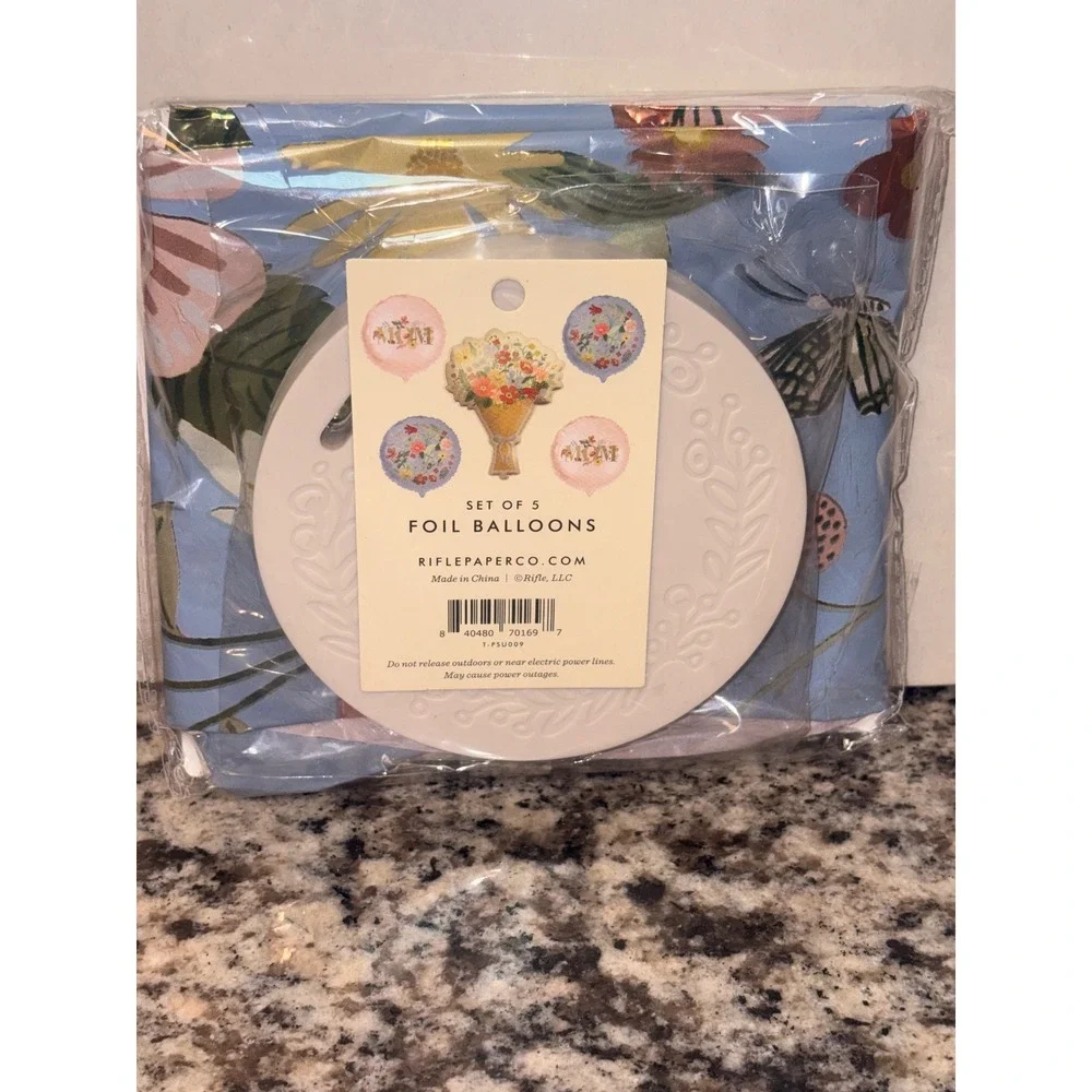 Rifle Paper Co Mother Floral‎ Foil Balloon Set of 5 Pink Blue Bouquet